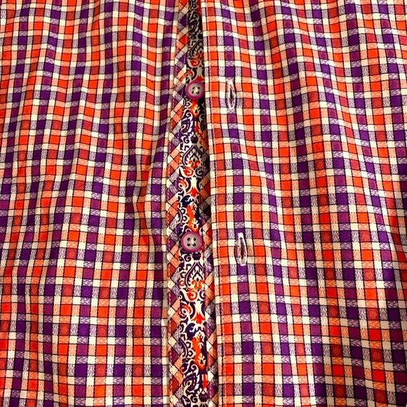 Robert Graham Orange/Purple Checkerboard Oxford - Picture 3 of 6